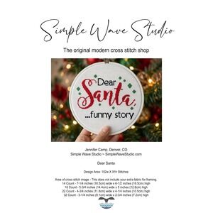 Simple Wave‎ Studio Dear Santa Funny Story Modern Cross Stitch PDF Pattern
